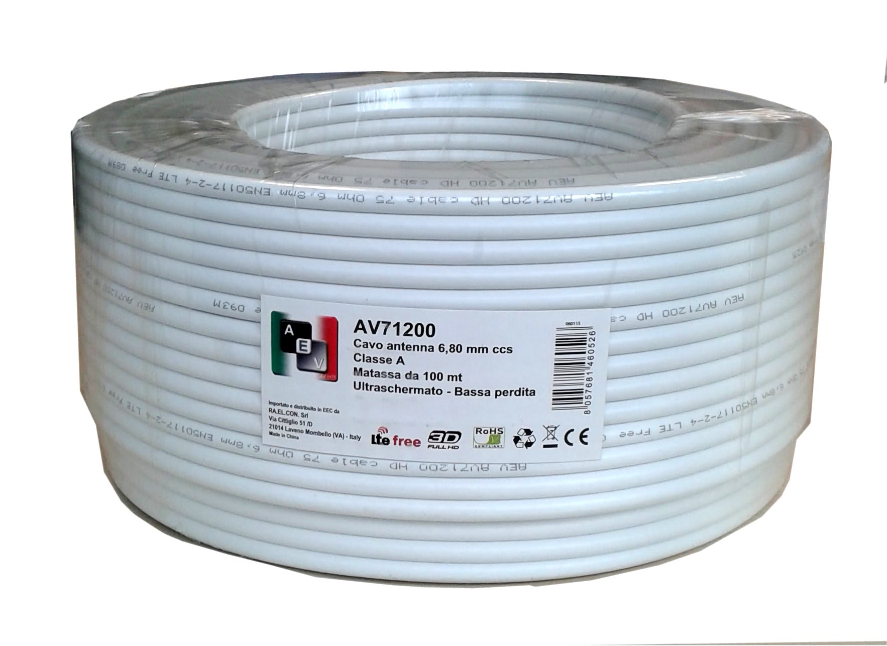 AEV - Cavo coassiale 6,8mm - Classe A - CCS - 100mt