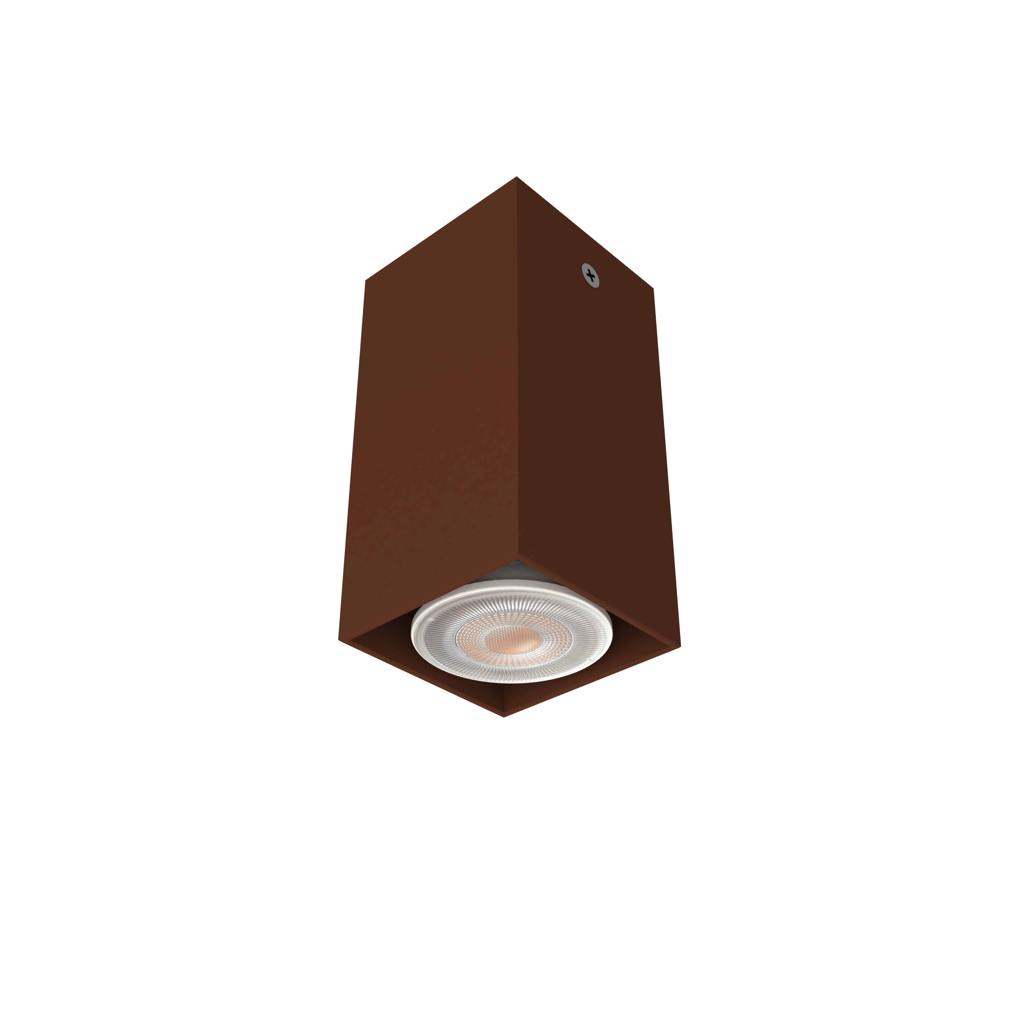 LUMICOM - LUMICOM | CUBE Plafoniera, 1X GU10, max 33W, metallo, marrone corten, H10cm