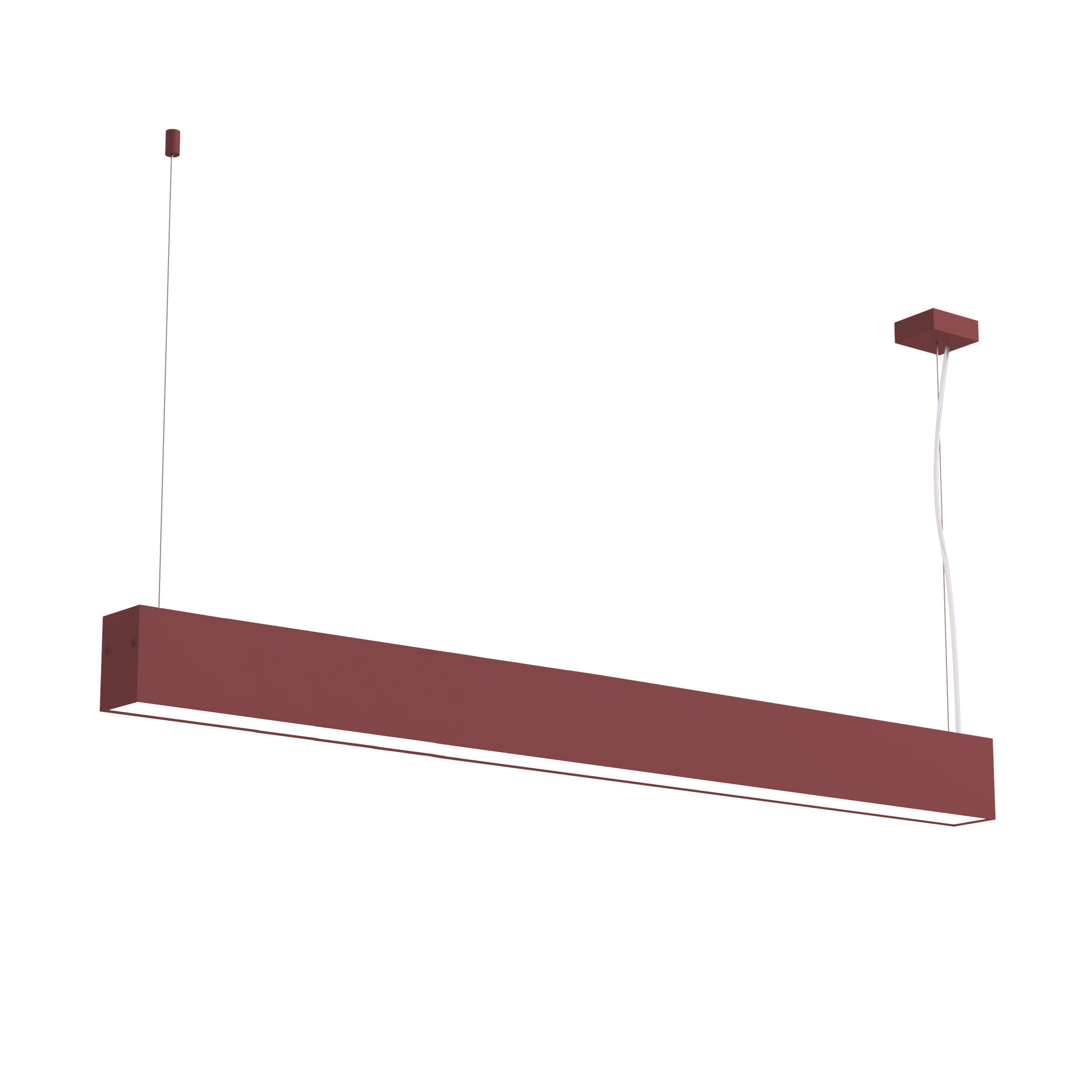 LUMICOM - LUMICOM | LINEAR Sospensione, STRIP LED INTEGRATA, 24W, 4000K, metallo, rosso cowhide, L100cm