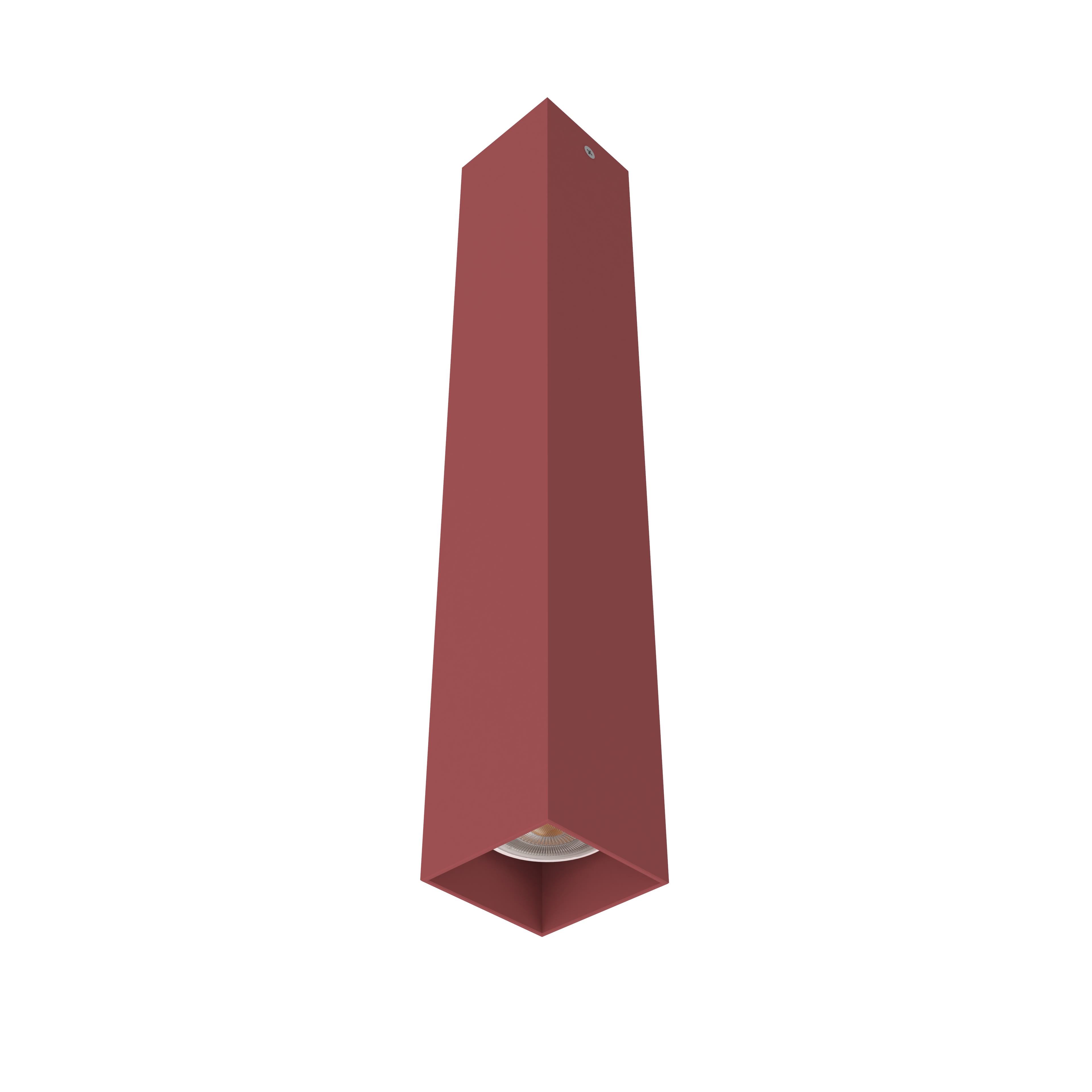 LUMICOM - LUMICOM | CUBE Plafoniera, 1X GU10, max 33W, metallo, rosso cowhide, H40cm