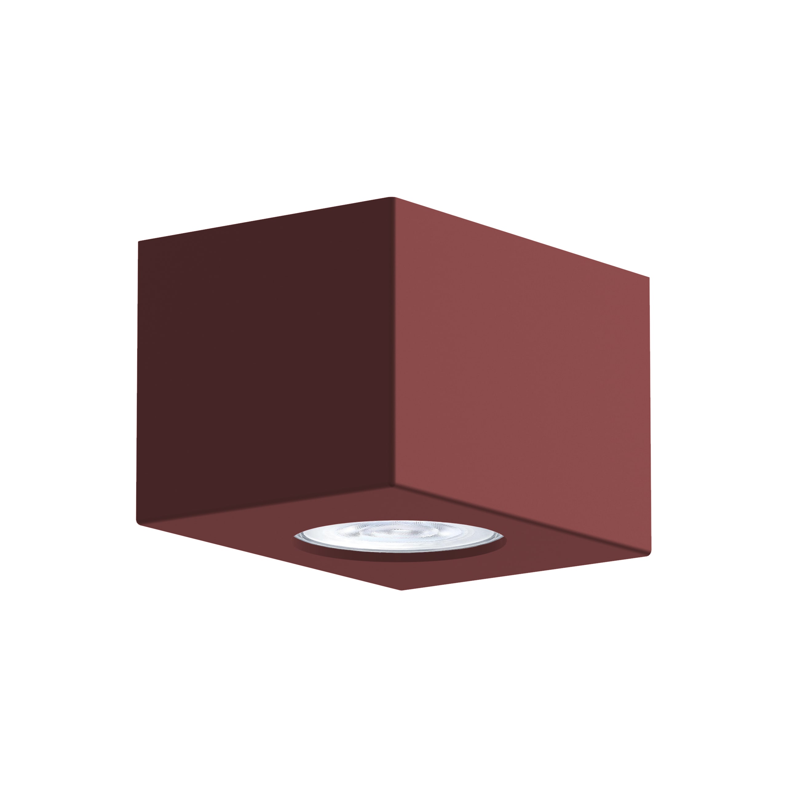 LUMICOM - LUMICOM | MANHATTAN S Plafoniera, 1X GU10, max 33W, metallo, rosso cowhide, 10x10cm