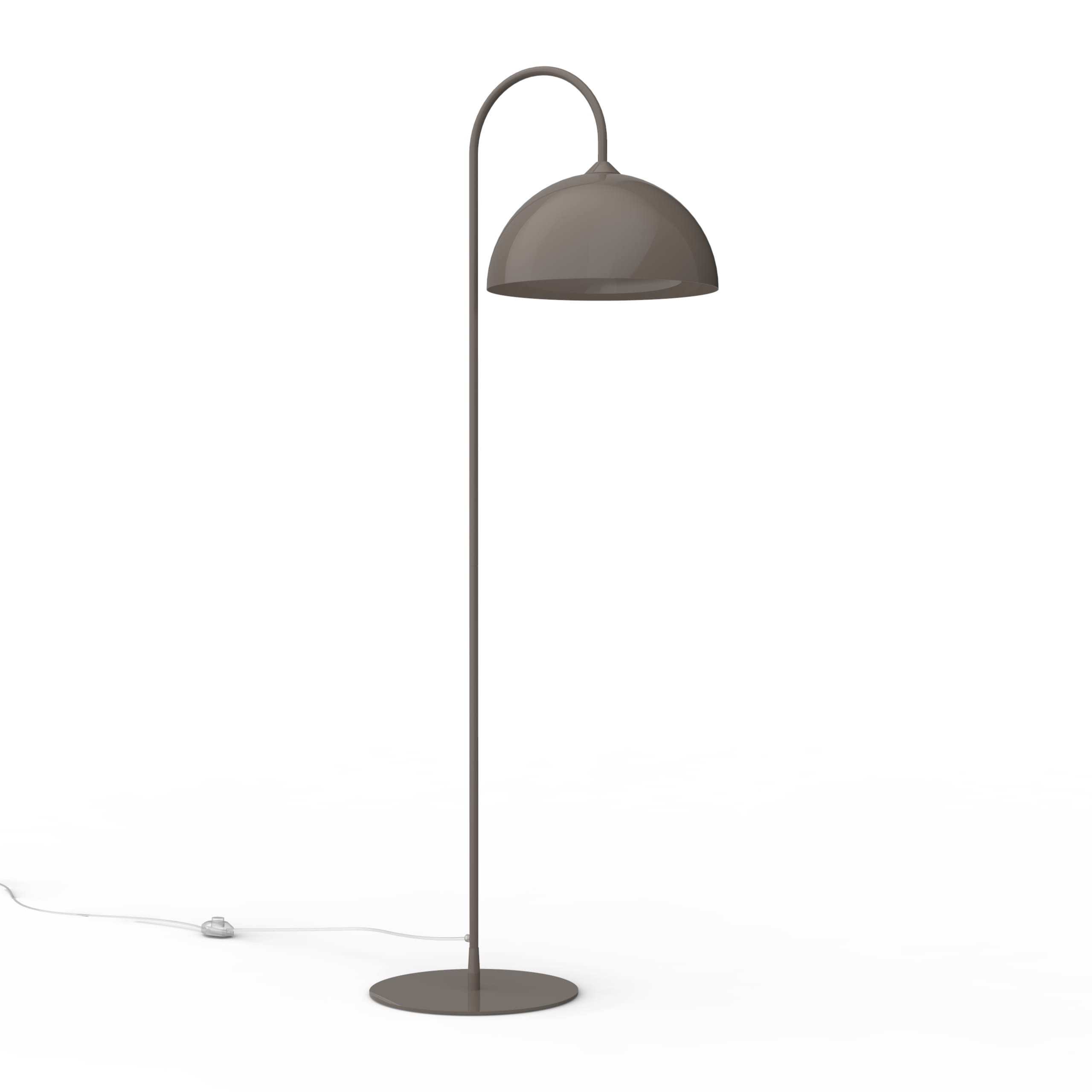 LUMICOM - CASSIS ARCO Stehlampe, H. 170 CM, GLÄNZEND TAUBEN GRAU, 1XE27
