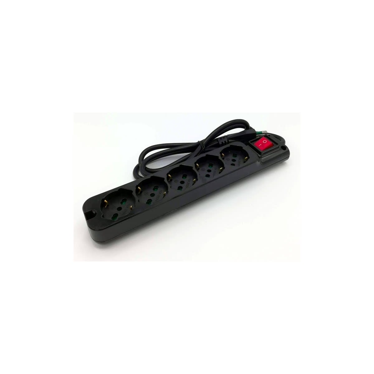 MED - Multipresa 5 prese Bipasso / Schuko nera interr luminoso cavo 3x1.5mm  - 1,5mt.