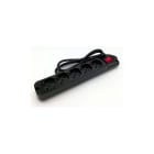 MED - Multipresa 5 prese Bipasso / Schuko nera interr luminoso cavo 3x1.5mm - 1,5mt.
