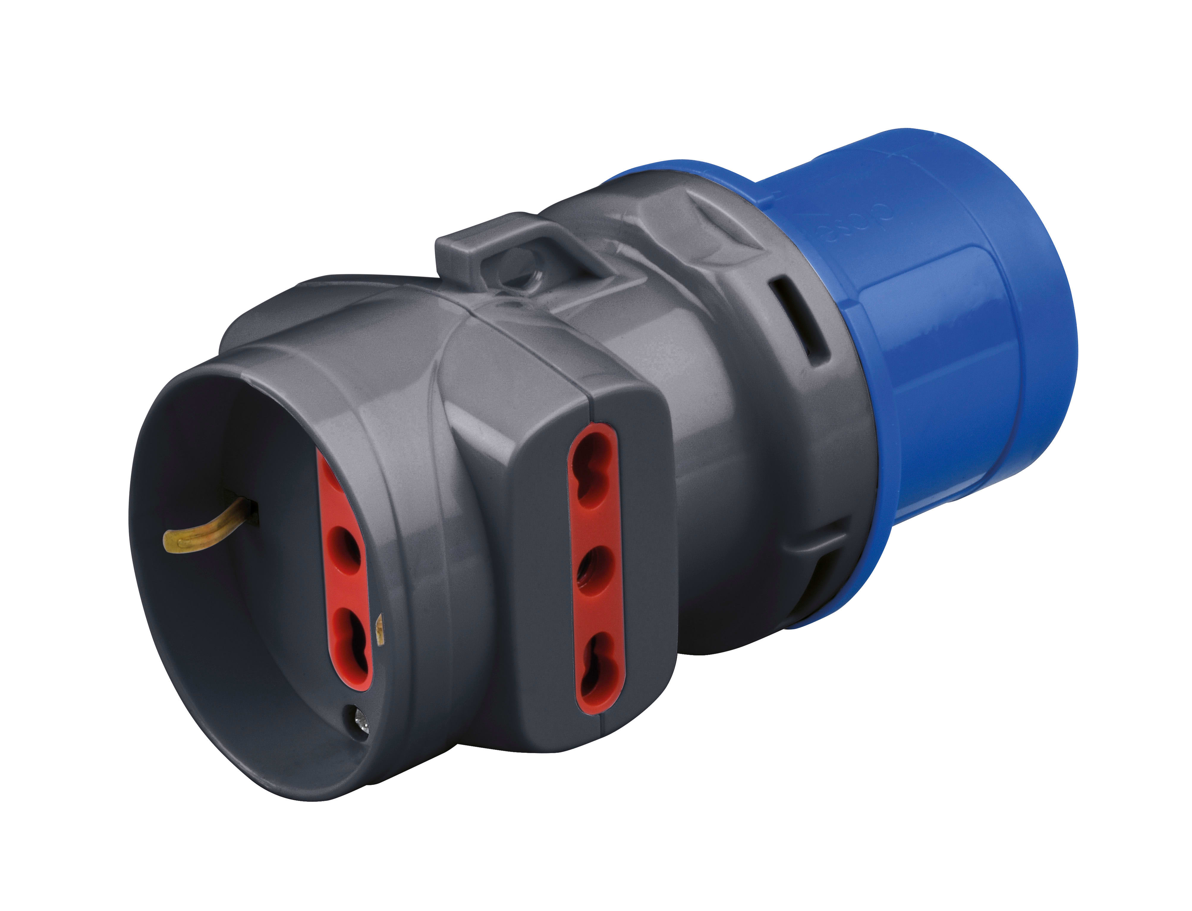 ROSI - ADATTATORE SPINA IND. 16A 3P - 1 PRESA SCHUKO BIV. E 2 PRESE BIV. LATERALI - 10 PZ