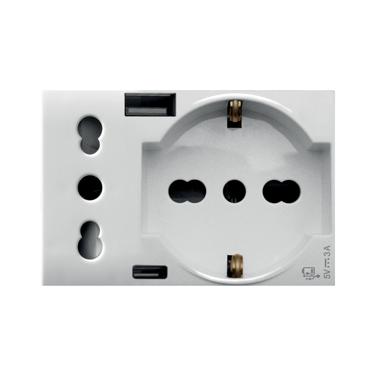 AVE - AVE44609015USB PRESA SCHUKO+ITA+USB A/C WHITEK3M
