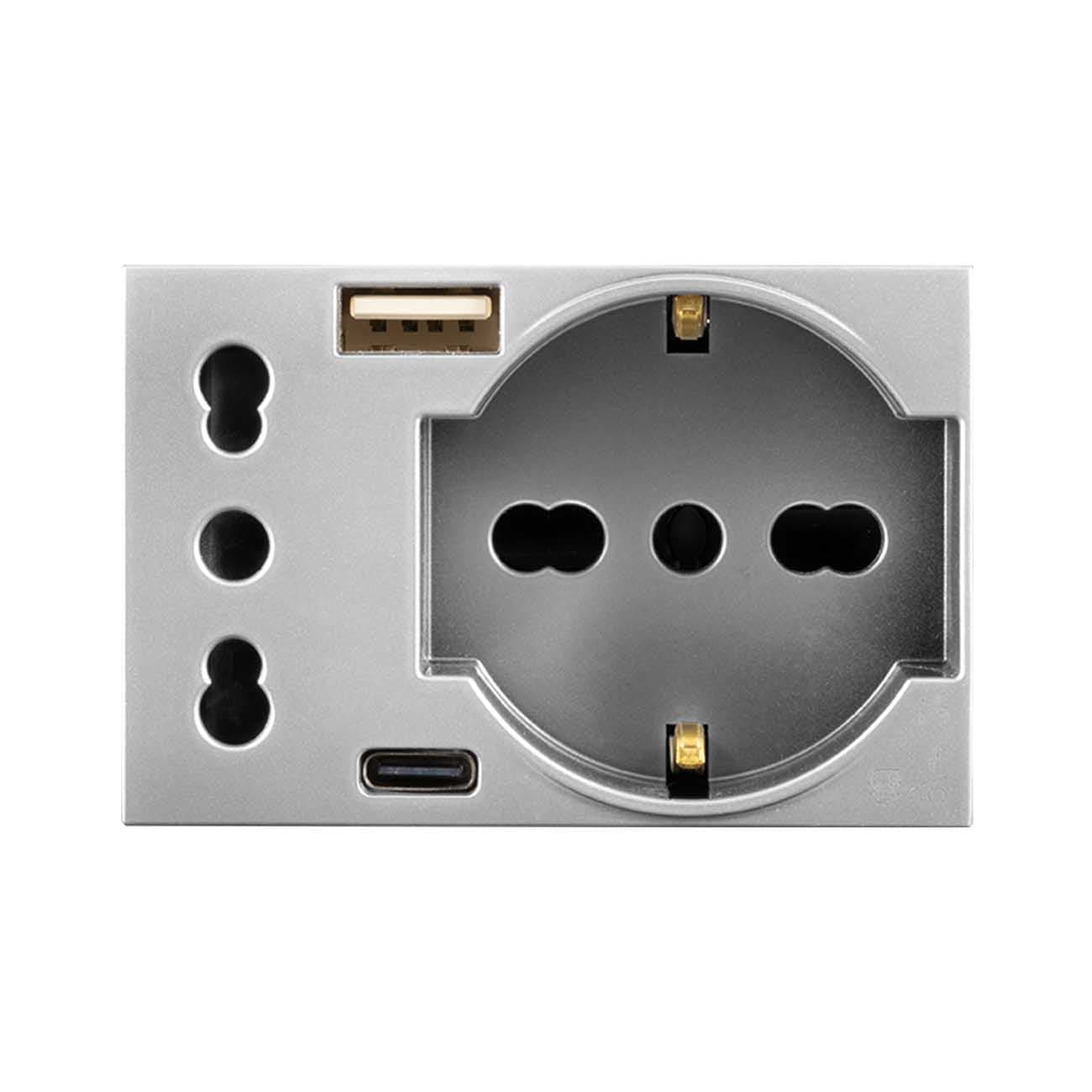 AVE - AVE44309015USB PRESA SCHUKO+ITA+USB A/C ALLUMIA 3M