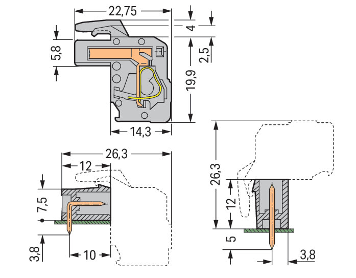 WAGO ITALIA SRL - WAG232-107/026-000 CONNETTORE FEMMINA PER 1 CONDUTTORE, ANG