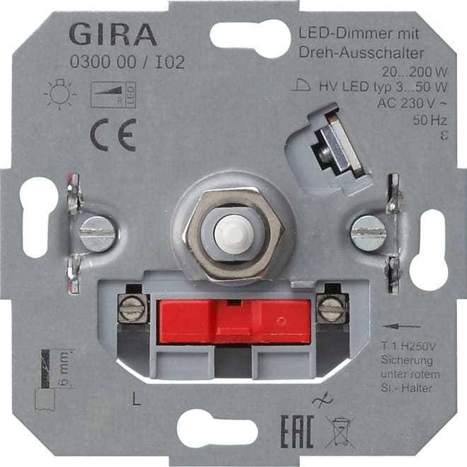 GIRA GIR030000 LED-Dimmeins. 20 - 200 W Dreh-Aus Einsat