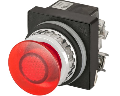 NEW ELFIN SRL - NEW030RFLRFAFC24 PULS.FUNGO LUM.ROSSO NO+NC LED24V
