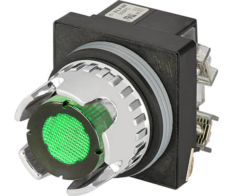 NEW ELFIN SRL NEW030RPLSVFAFC24 PULS.LUM.SCHERM.VERDE NO+NC LED24V