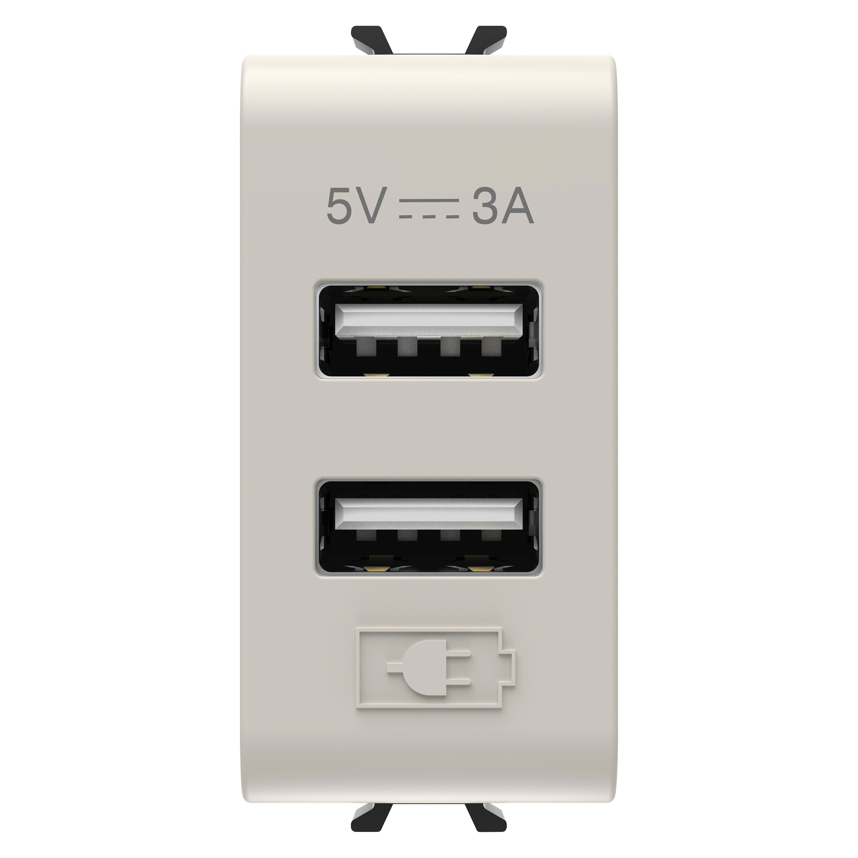 GEWISS - GEWGW13447 ALIMENTATORE USB - TIPO A+A - 3A - NATURAL BEIGE SATINATO - 1 MODULO - CHORUSMART