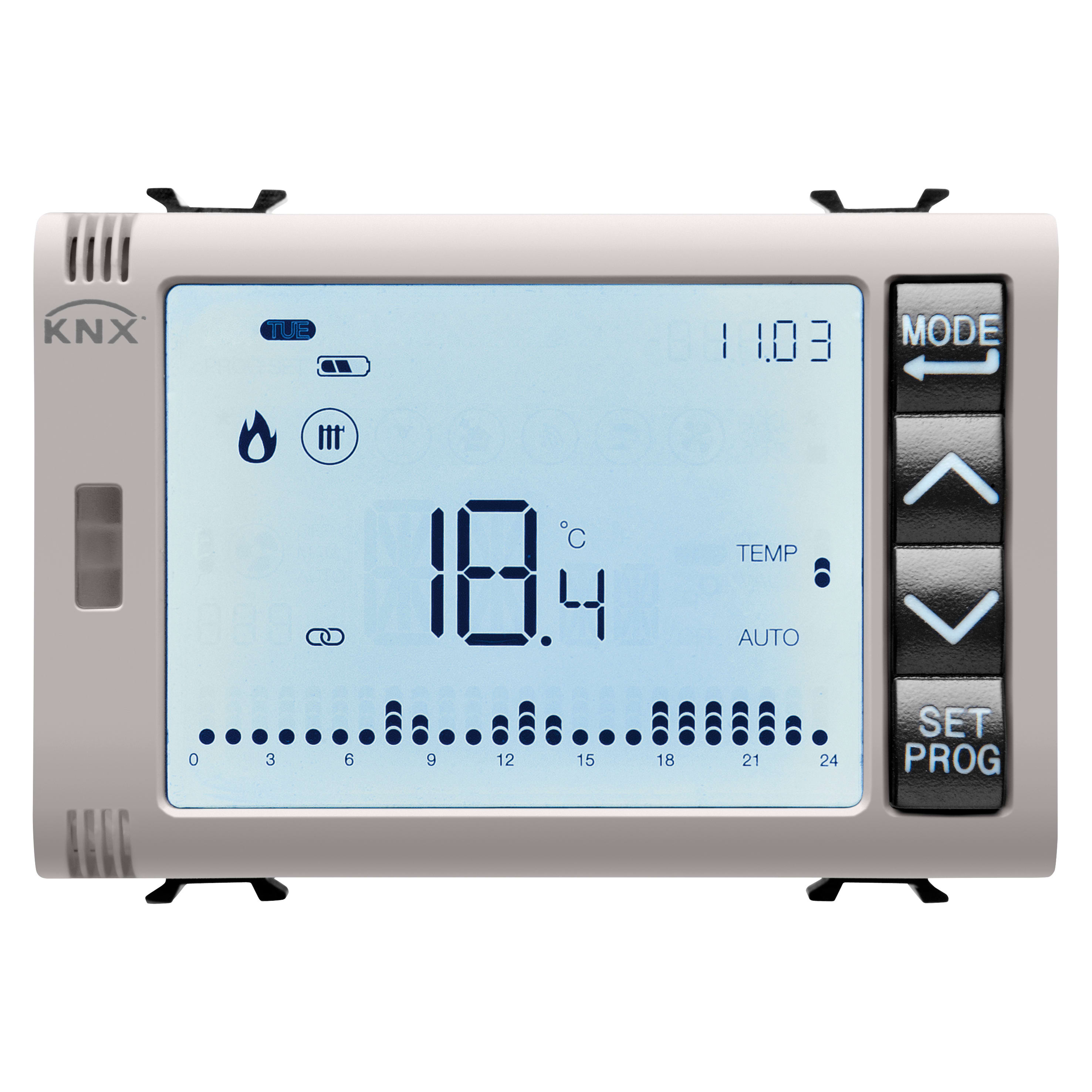 GEWISS - GEWGW13794H CRONOTERMOSTATO PROGRAMMATORE CON GESTIONE UMIDITÀ - KNX - 3 MODULI - NATURAL BEIGE - CHORUSMART