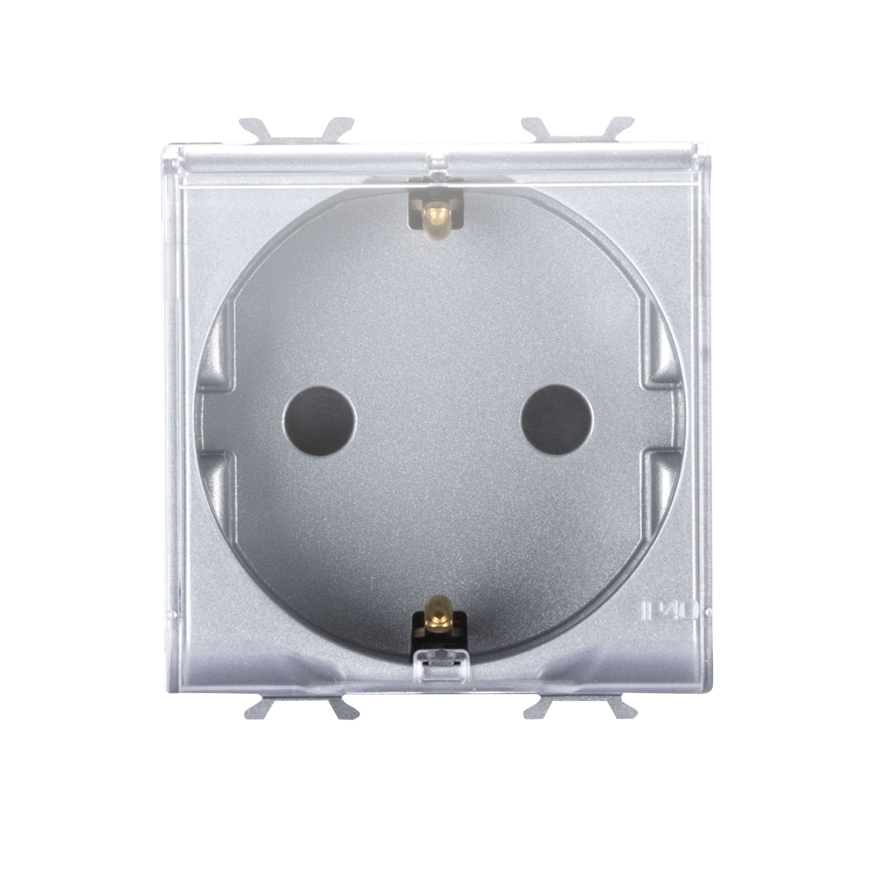 GEWISS - GEWGW14242 PRESA STANDARD TEDESCO 250V ac - 2P+T 16A - 2 MODULI - CON COPERCHIO - TITANIO - CHORUSMART