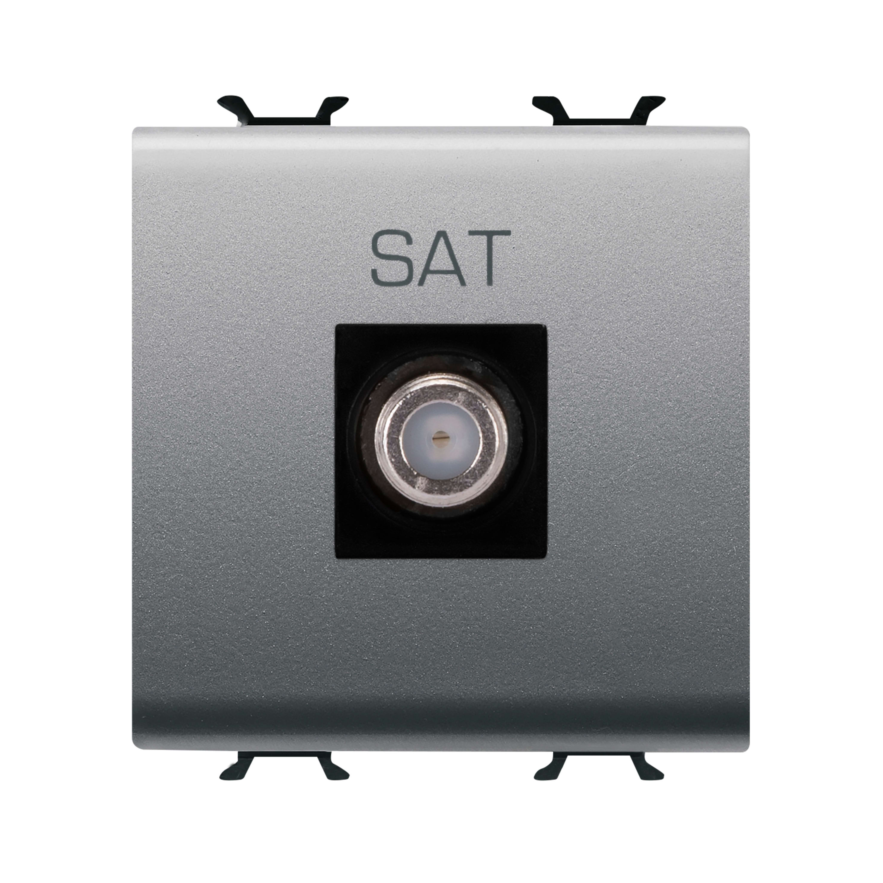 GEWISS - GEWGW14377 PRESA COASSIALE TV SCHERMATURA CLASSE A - CONNETTORE F FEMMINA - DIRETTA - 2 MODULI - TITANIO - CHORUSMART