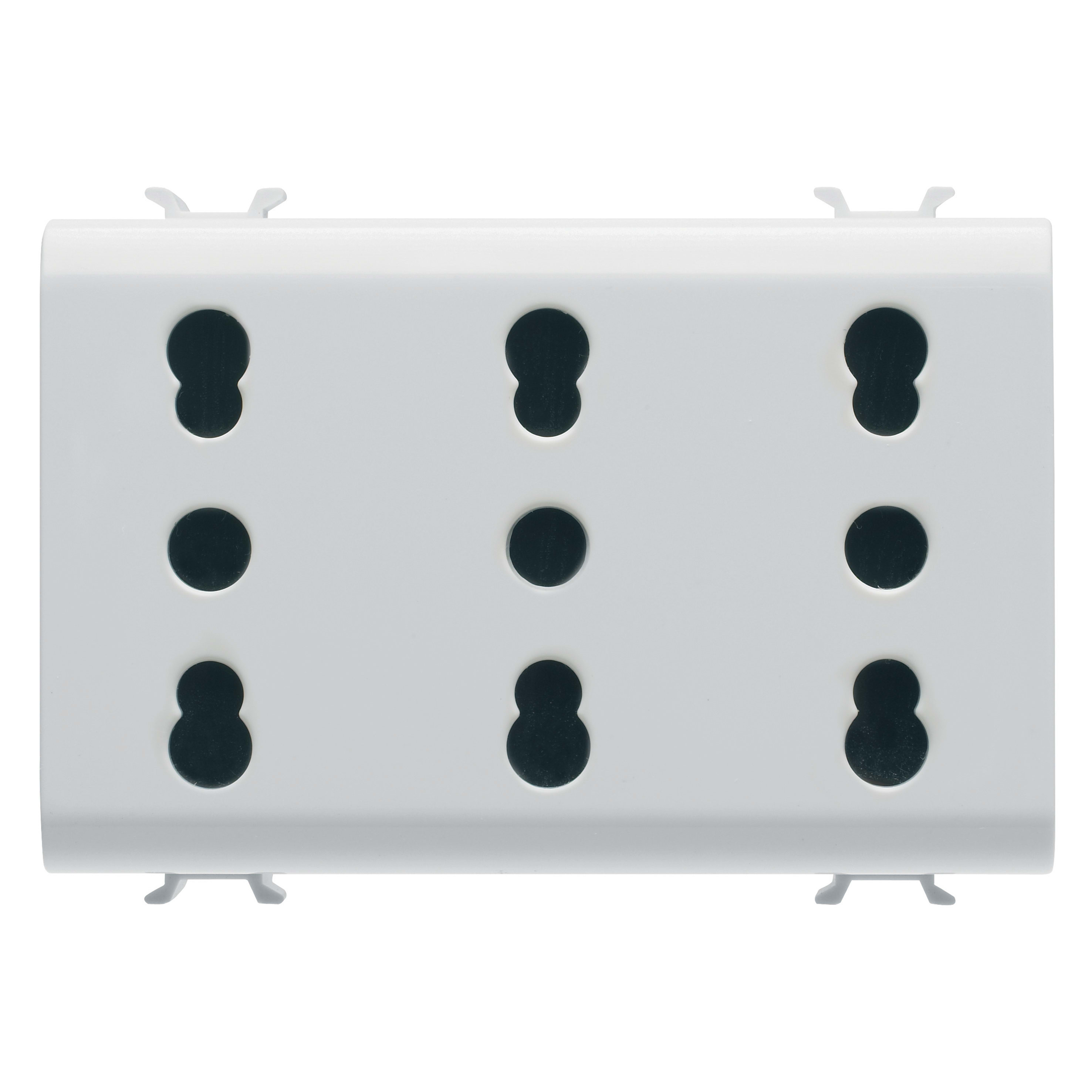 GEWISS - GEWGW15209 PRESA TRIPLA STANDARD ITALIANO 250V ac - 3X2P+T 16A BIVALENTE - P11-P17 - 3 MODULI - BIANCO SATINATO - CHORUSMART