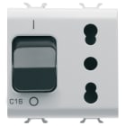 GEWISS - GEWGW15311 PRESA INTERBLOCCATA - 2P+T 16A - P17-P11 - CON INTERRUTTORE MAGNETOTERMICO 1P+N 16A - 230V ac - 2 MODULI - BIANCO SATINATO - CHORUSMART