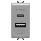 GEWISS GEWGW14449 ALIMENTATORE USB A+C 5V 3A 1M TITANIO
