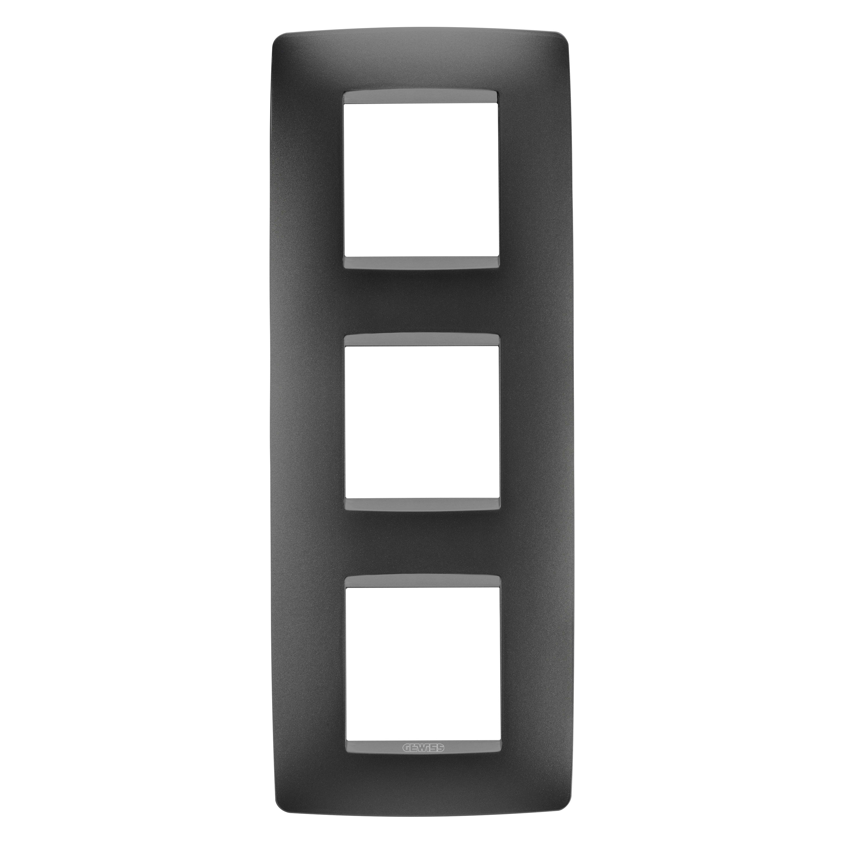 GEWISS - GEWGW16127VN PLACCA ONE INTERNATIONAL - IN TECNOPOLIMERO VERNICIATO - 2+2+2 POSTI VERTICALE - NERO SATINATO - CHORUSMART