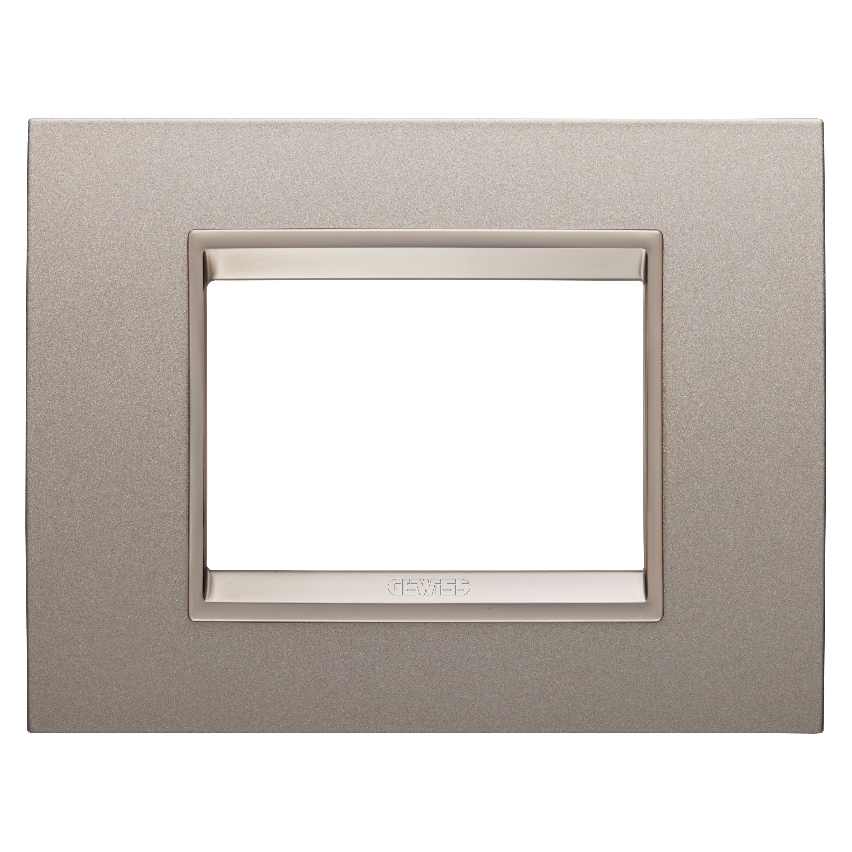GEWISS - GEWGW16203XP PLACCA LUX - IN METALLO - 3 POSTI - BRONZO PERLATO - CORNICE BRONZO CHIARO OPACO - CHORUSMART