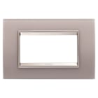 GEWISS - GEWGW16204GP PLACCA LUX - IN VETRO - 4 POSTI - GRIGIO PERLA - CORNICE BRONZO CHIARO OPACO - CHORUSMART