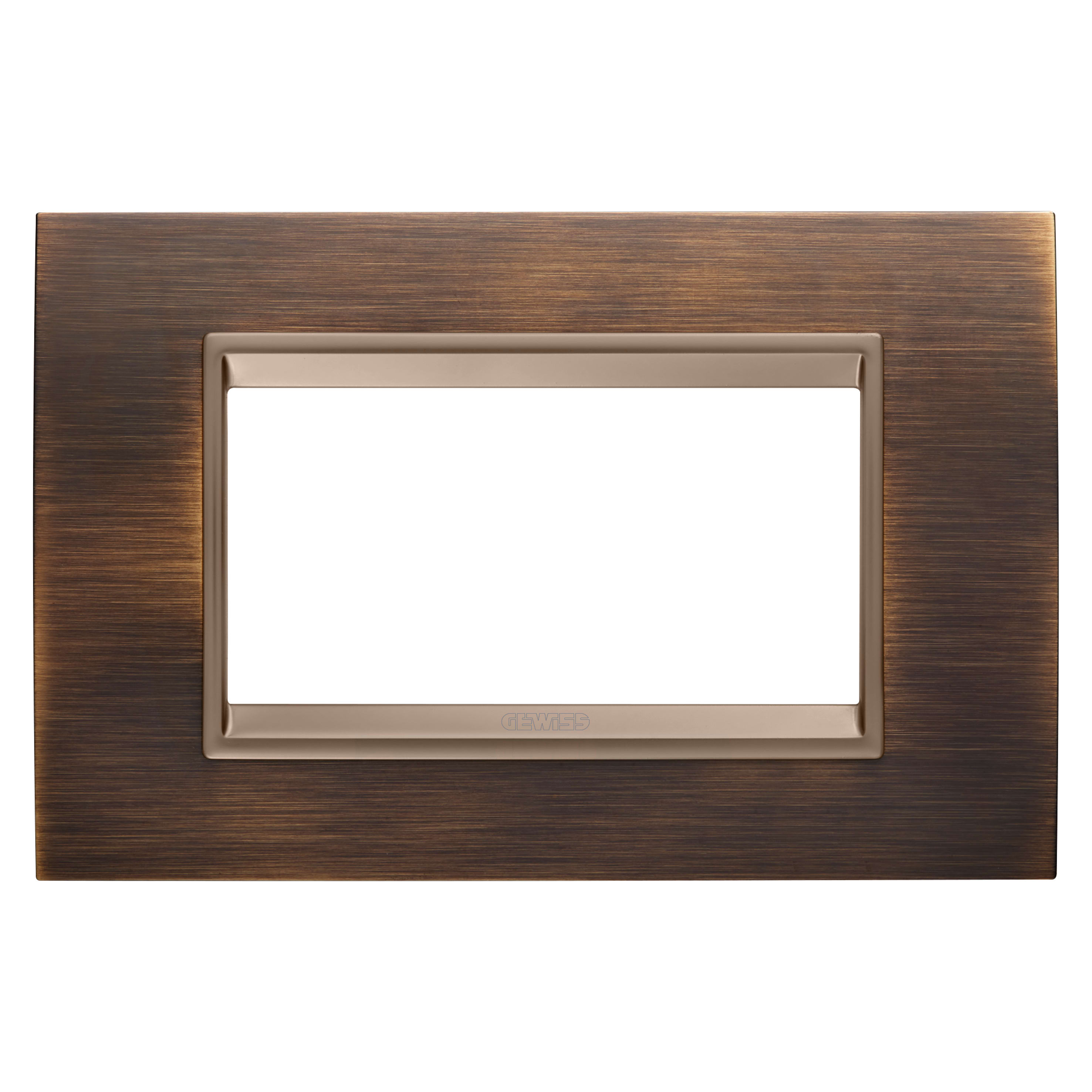 GEWISS - GEWGW16204XQ PLACCA LUX - IN METALLO - 4 POSTI - OTTONE ANTICO - CORNICE BRONZO SCURO OPACO - CHORUSMART