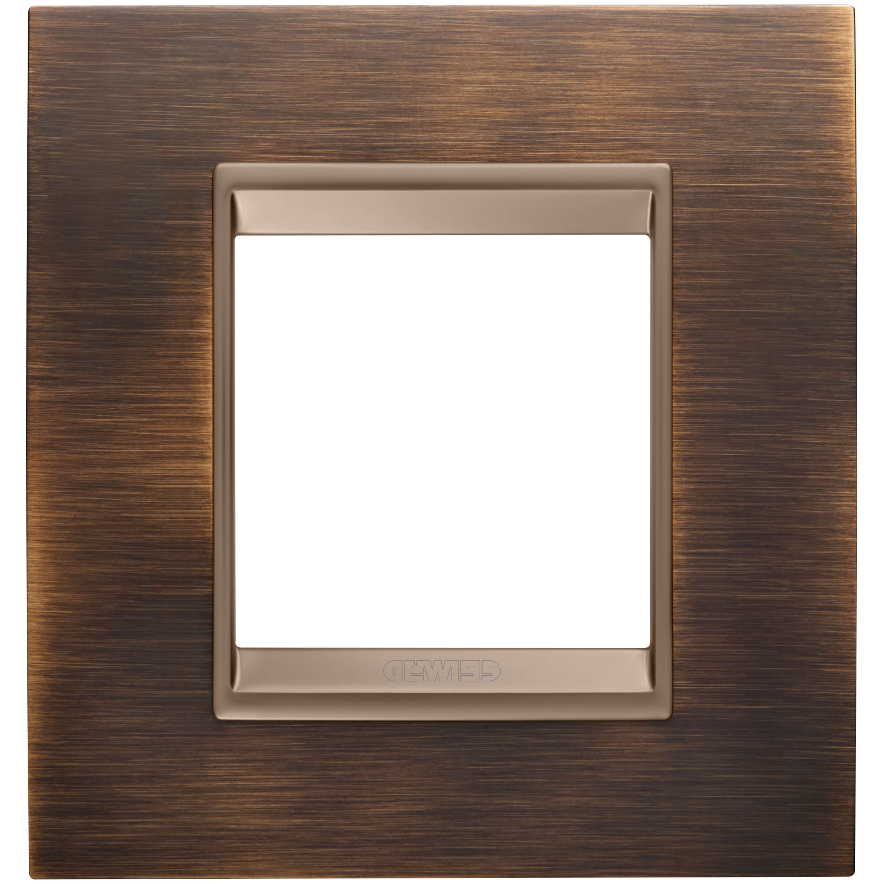 GEWISS - GEWGW16222XQ PLACCA LUX INTERNATIONAL - IN METALLO - 2 POSTI - OTTONE ANTICO - CORNICE BRONZO SCURO OPACO - CHORUSMART