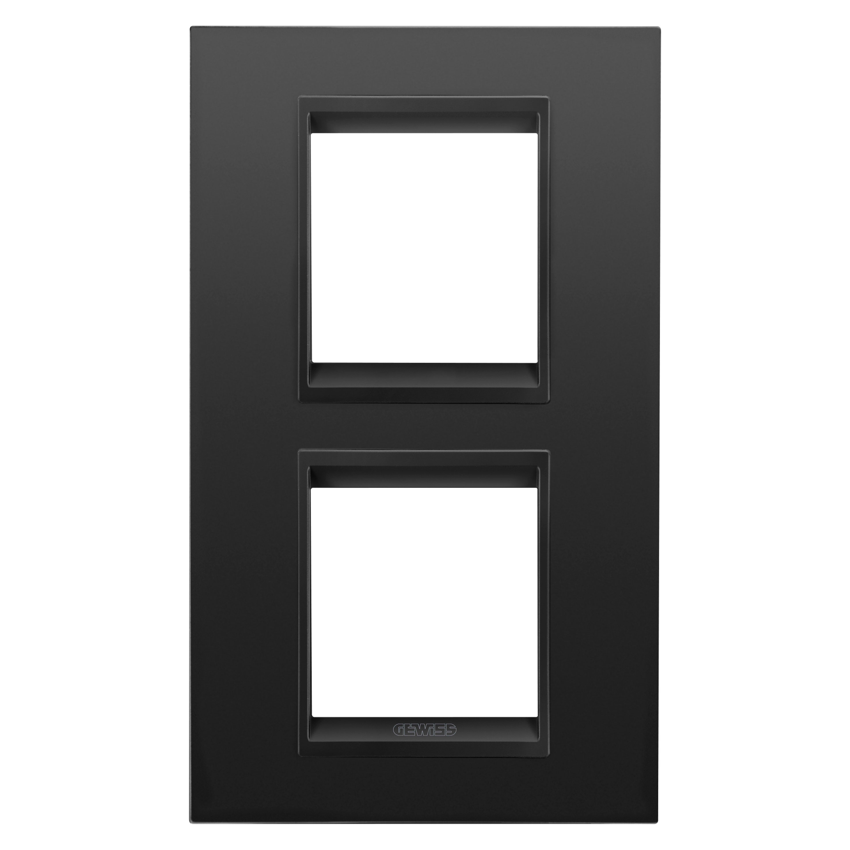 GEWISS - GEWGW16224XM PLACCA LUX INTERNATIONAL - IN METALLO - 2+2 POSTI VERTICALE - NERO SATINATO MONOCHROME - CHORUSMART