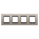 GEWISS - GEWGW16228WS PLACCA LUX INTERNATIONAL - IN METALLO - 2+2+2+2 POSTI ORIZZONTALE - ALLUMINIO SPAZZOLATO LAVY - CORNICE NERO OPACO - CHORUSMART