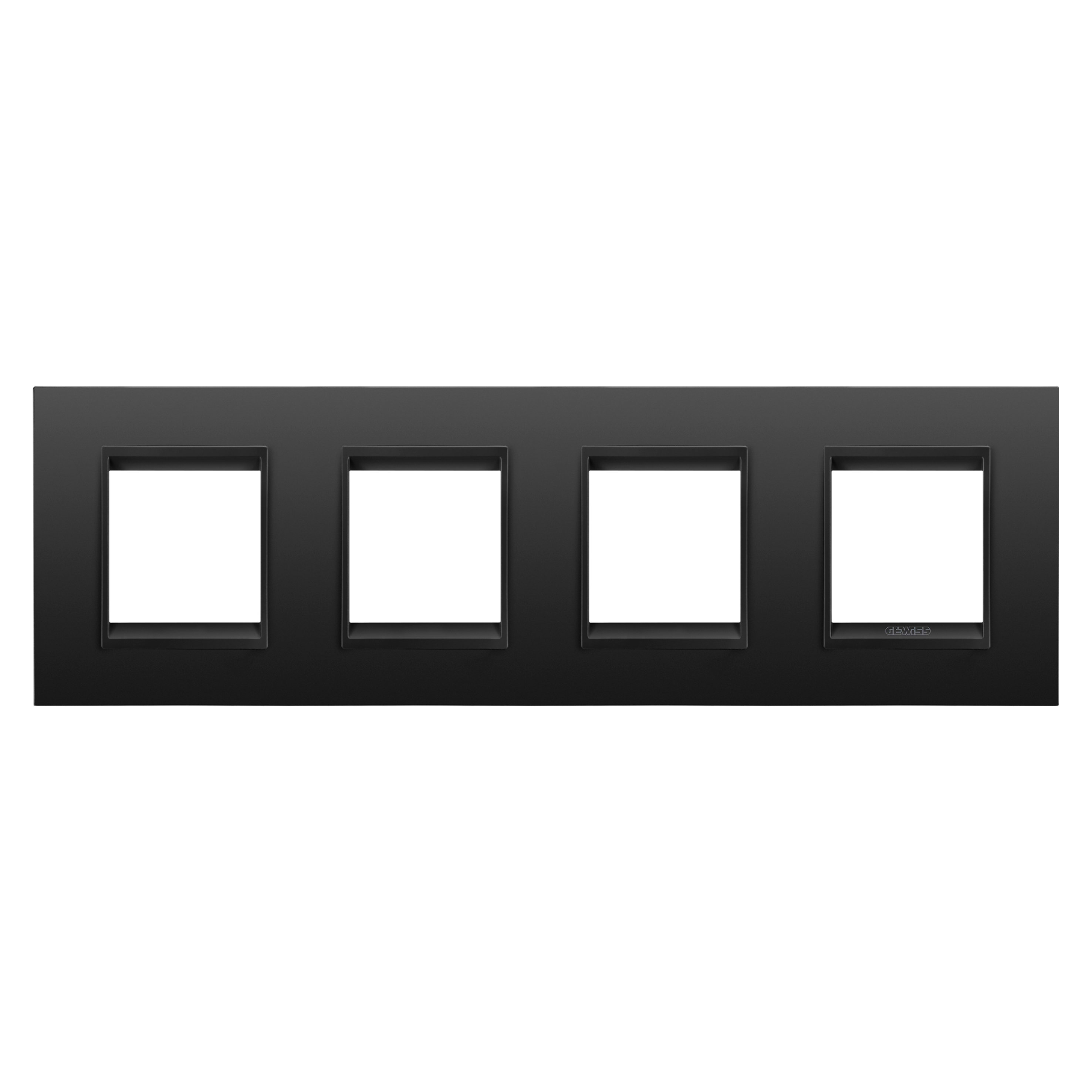 GEWISS - GEWGW16228XM PLACCA LUX INTERNATIONAL - IN METALLO - 2+2+2+2 POSTI ORIZZONTALE - NERO SATINATO MONOCHROME - CHORUSMART