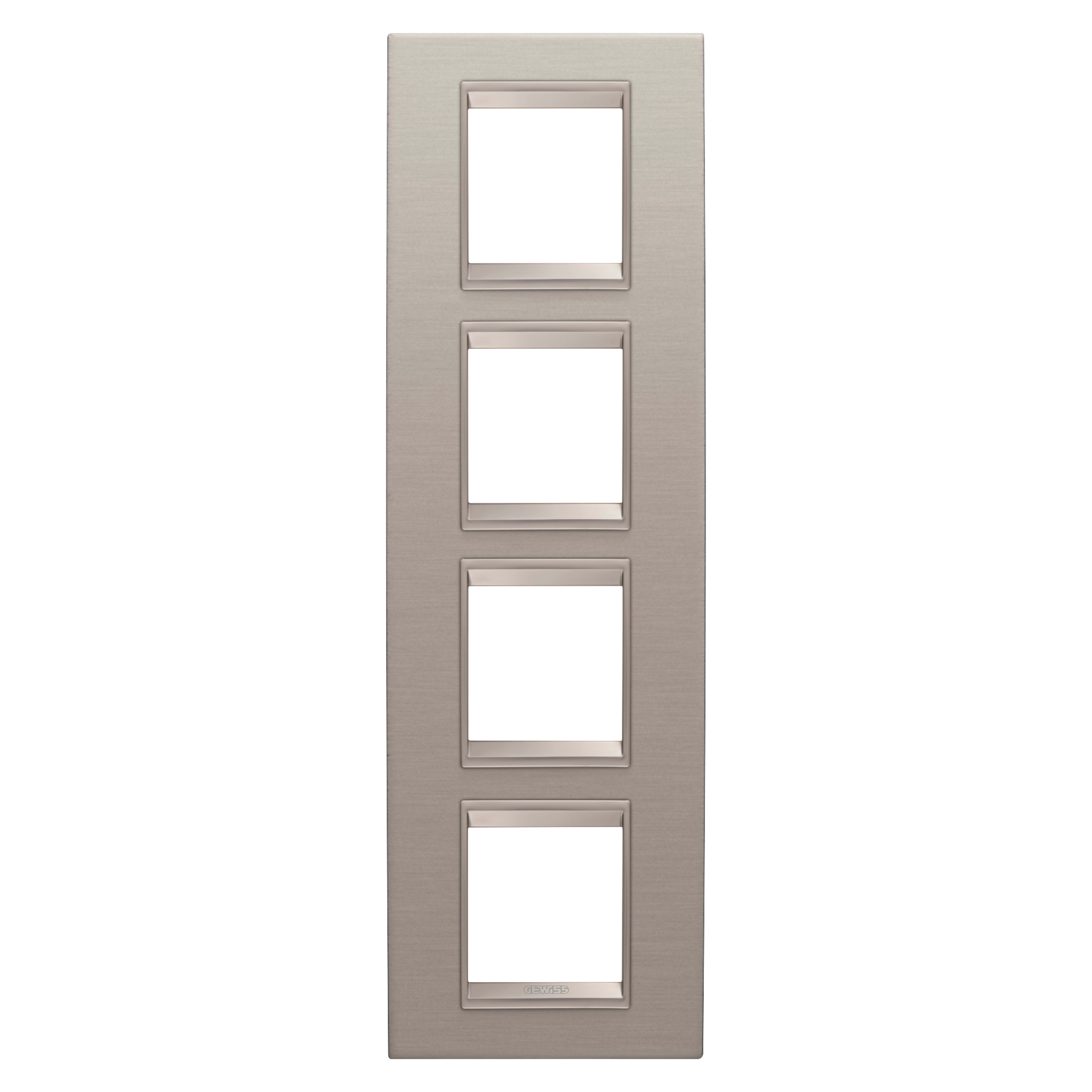 GEWISS - GEWGW16229XS PLACCA LUX INTERNATIONAL - IN METALLO - 2+2+2+2 POSTI VERTICALE - ALLUMINIO SPAZZOLATO - CORNICE BRONZO CHIARO OPACO - CHORUSMART