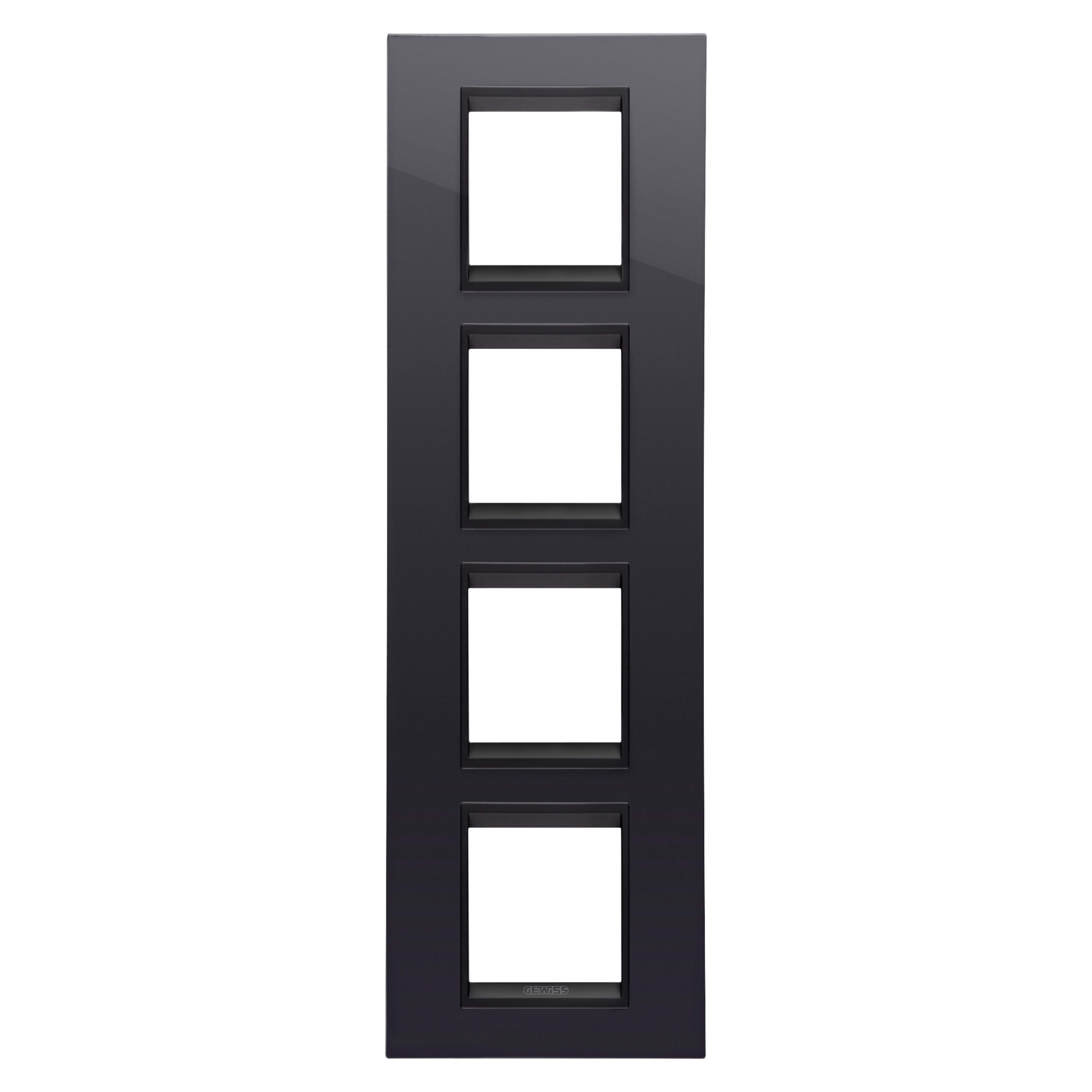 GEWISS - GEWGW16229YN PLACCA LUX INTERNATIONAL - IN TECNOPOLIMERO - 2+2+2+2 POSTI VERTICALE - NERO TONER LAVY - CORNICE NERO OPACO - CHORUSMART
