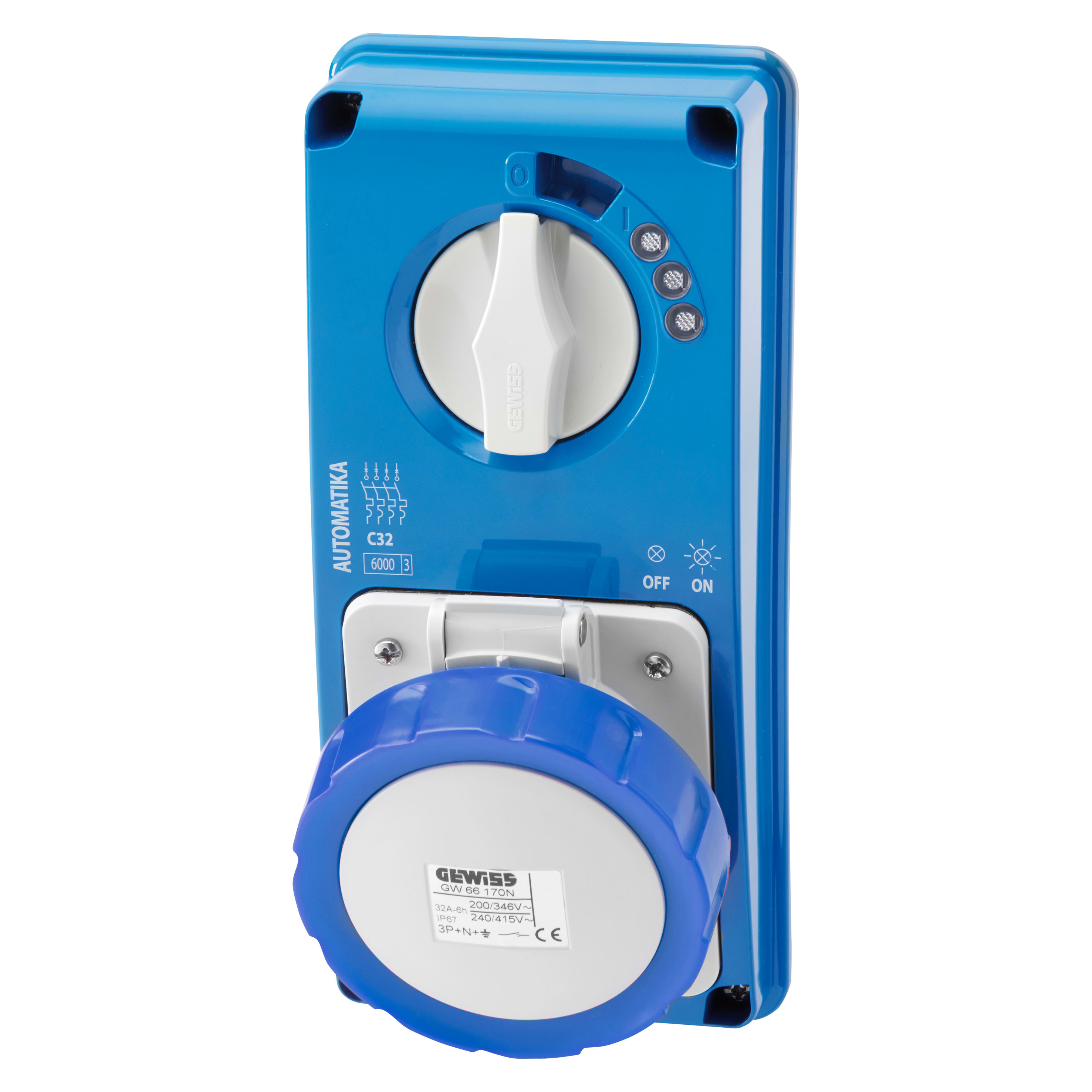 GEWISS - GEWGW66167N PR.BL IP67 S.F.3P+N+T 32A 230V 9H MT60C