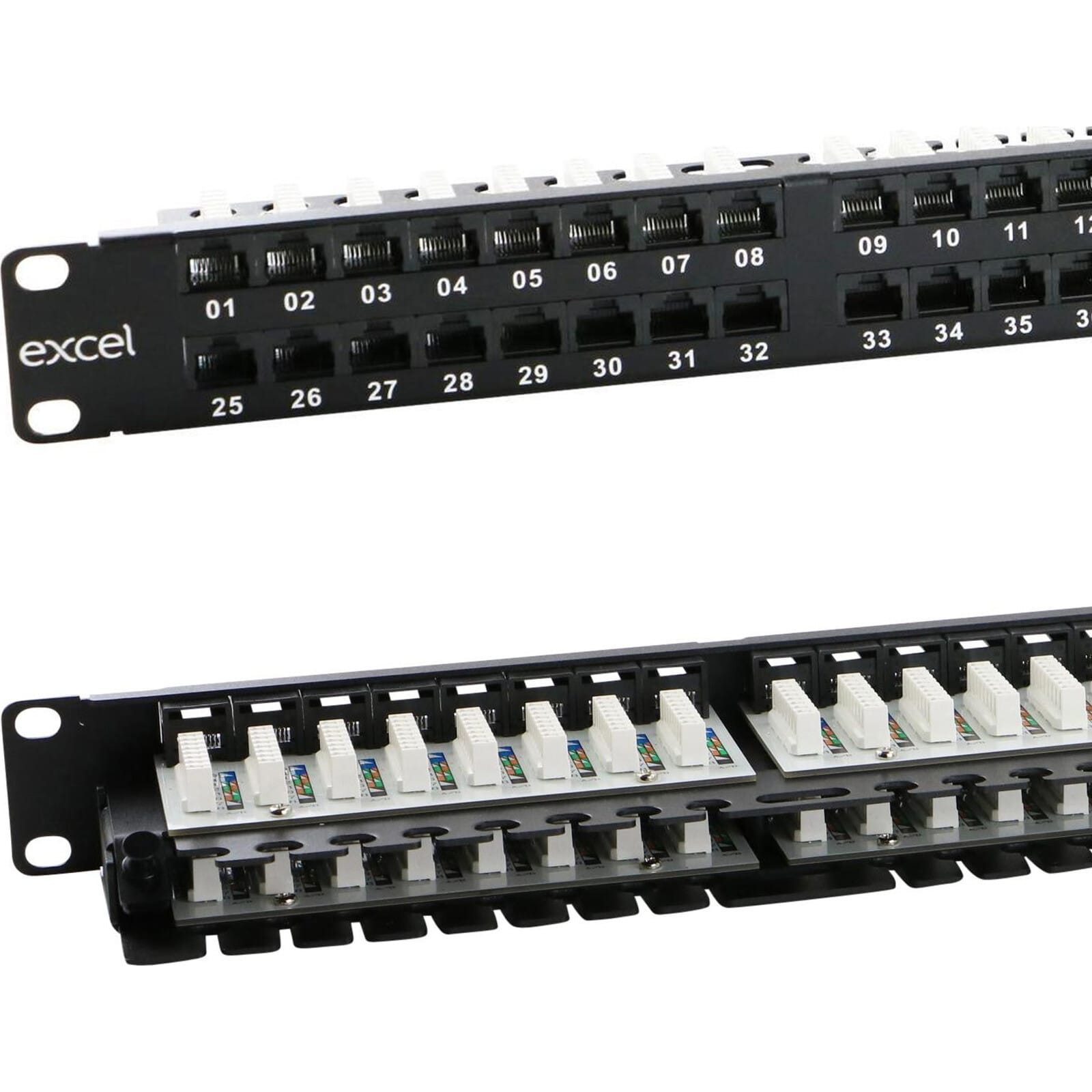 EXCEL EXL100-394 Excel Cat6 48 Port Patch Panel 1U R/Angl
