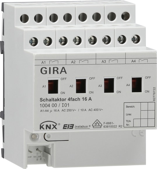GIRA - GGI100400 Schaltaktor 4f 16 A Hand KNX REG