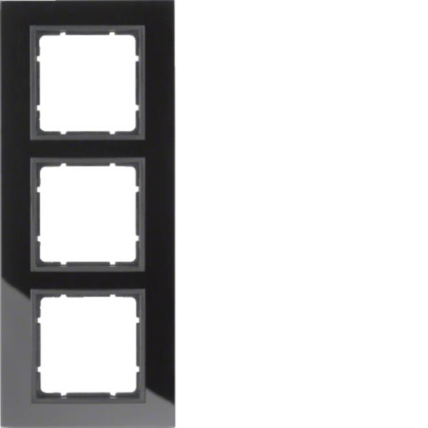 BERKER - BRK10136616 CORNICE 3P SERIE B7 VETRO NERO/ANTR. OP.