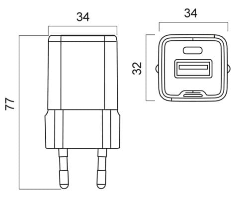 ALPHA ELETTRONICA SR ALPKD530030-02 CARICATORE 2 USB 1C E 1A - GAN 30W PO...