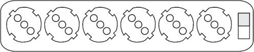 ALPHA ELETTRONICA SR ALP23-043SN/06 MULTIPRESA 6 USCITE UNIVERSALI-INTERR...
