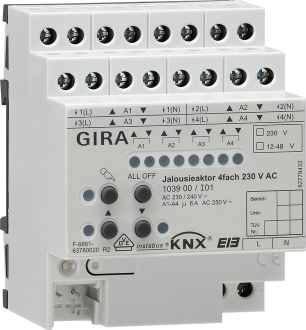 GIRA GIR103900 Jal.aktor 4f AC 230 V Hand KNX REG