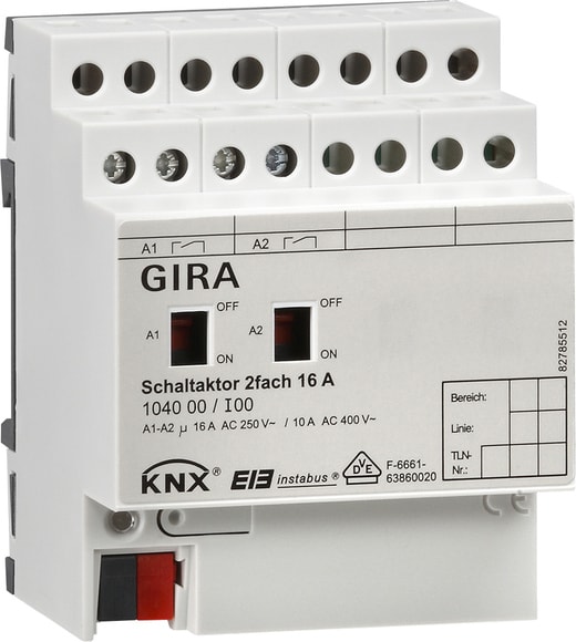 GIRA - GGI104000 Schaltaktor 2f 16 A Hand KNX REG