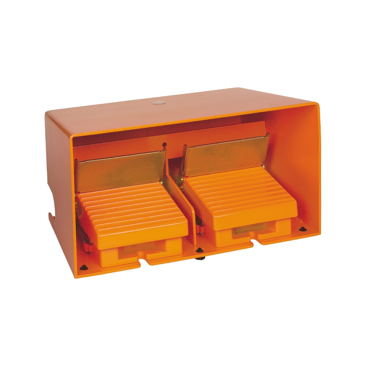 SCHNEIDER ELECTRIC - SNRXPER5100D Double foot switch, Harmony XPE, metal, orange, with cover, trigger mechanism, 1 step, 2 contacts 1NO+NC, IP66