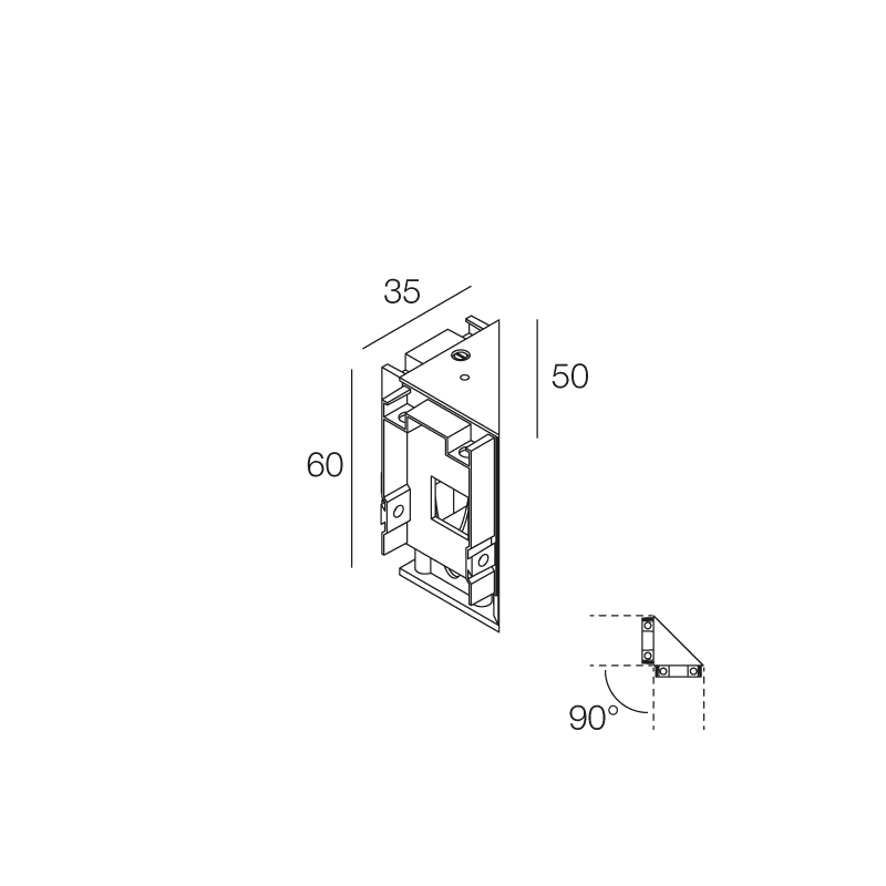 NOVALUX SPA - NOX113236.02 HERO MINI KIT DI GIUNZIONE - ANGOLO 90° NERO Per unione di 2 profili. Pressofusione di alluminio verniciata.