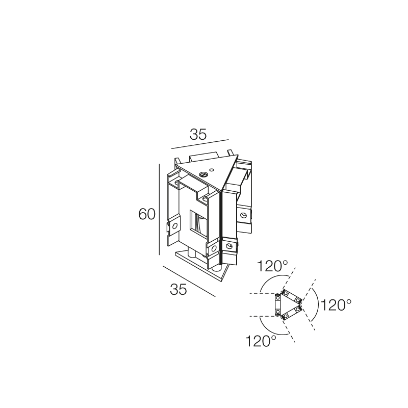 NOVALUX SPA - NOX113238.21 HERO MINI KIT DI GIUNZIONE - ANGOLO 120° CAPPUCCINO Per unione di 3 profili. Pressofusione di alluminio verniciata.