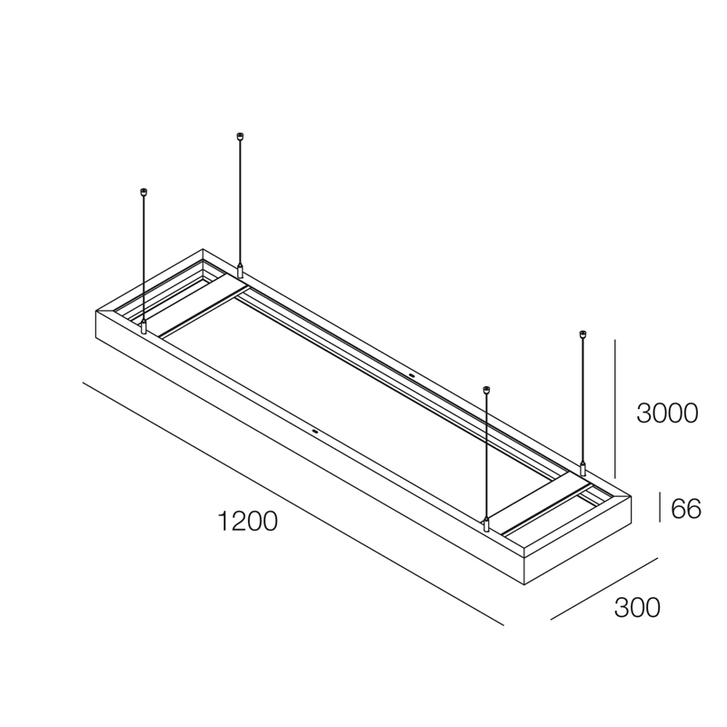 NOVALUX SPA - NOX113638.01 BOX PER INSTALLAZIONE A SOSPENSIONE 1200X300 (BACKLIT, PANEL PERFORMANCE) CAVI ACCIAIO L.3000 mm