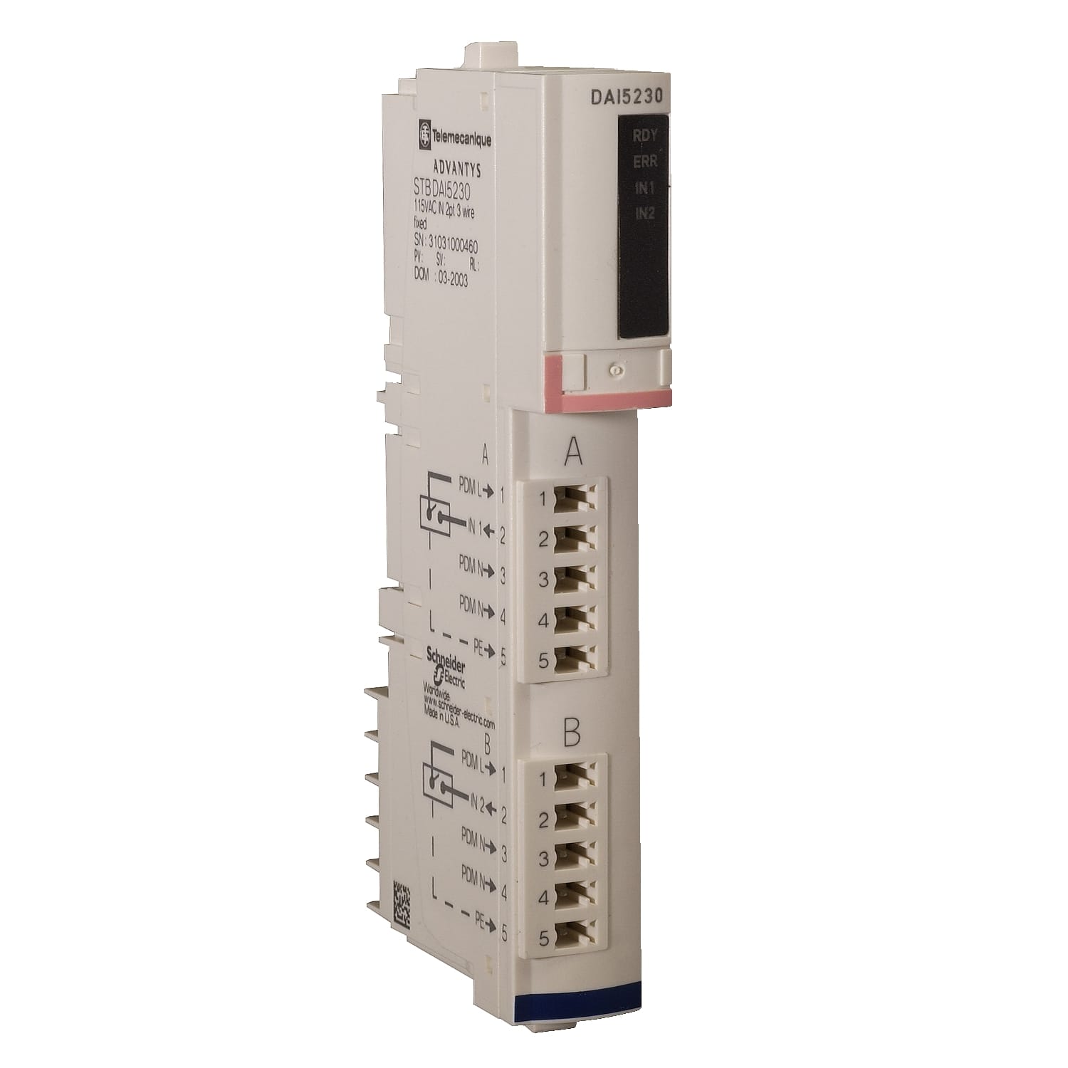 SCHNEIDER ELECTRIC SNRSTBDAI5230K KIT MOD+CONN+BASE 115VAC IN 2PT 3FILI