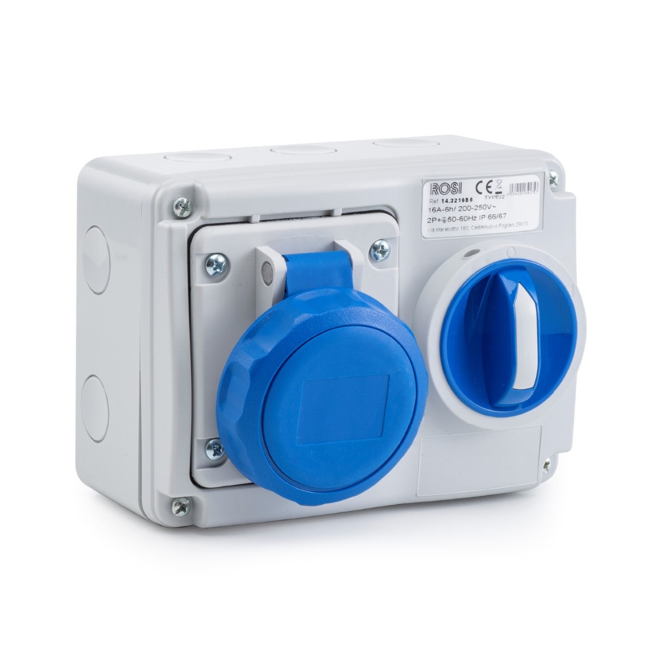 ROSI MATERIALE ELETT RCO14.3216B6 PRESE BLOCCATE CON FONDO IP67 3P 16A 220