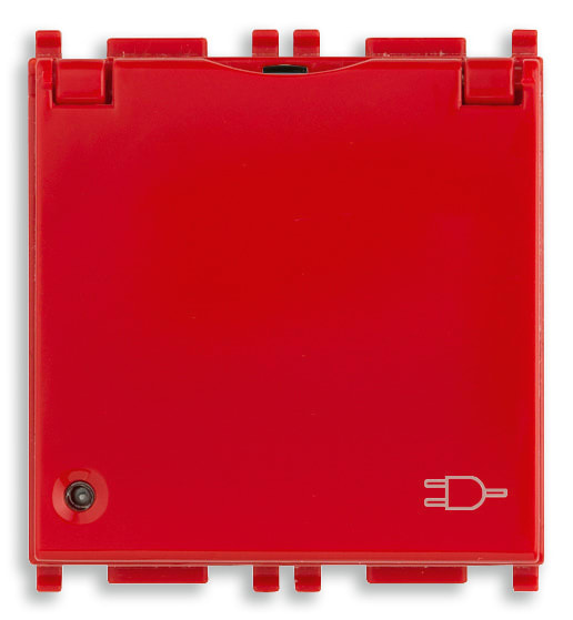 VIMAR SPA - VIW14210.C.AB.R Presa 2P+T 16A univ.+coper. antib.rosso