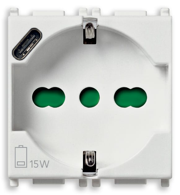 VIMAR SPA - VIW14210.USB PRESA 2P+T 16A UNIVERSALE + USB C BIANCO