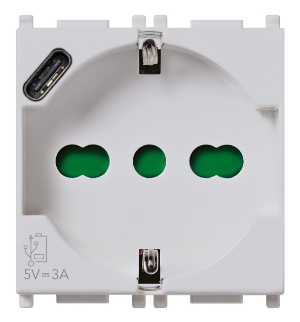 VIMAR SPA - VIW14210.USB.SL Presa 2P+T 16A universale + USB C Silver