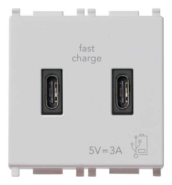 VIMAR SPA - VIW14295.CC.SL Alimentatore USB C+C 15W 3A 5V 2M Silver